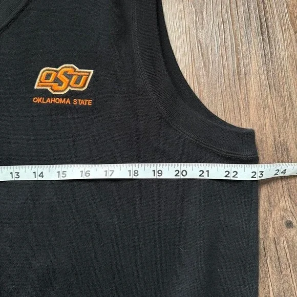 Cutter & Buck‎ Oklahoma State Vest Mens Medium Black OSU Logo Knit Sweater - Picture 5 of 6
